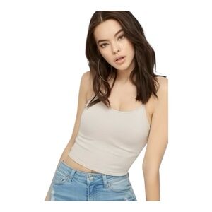 Urban Planet Cream Soft Cropped Spaghetti Tank Top